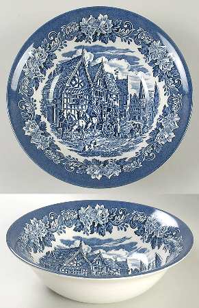 Dickens Series Blue 8" Round Vegetable Bowl by English Ironstone Tableware