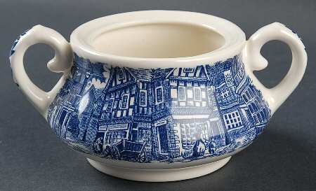 Dickens Series Blue Sugar Bowl No Lid