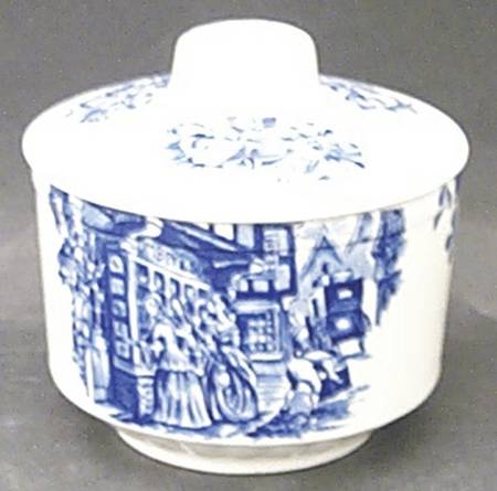 Dickens Series Blue Sugar Bowl & Lid