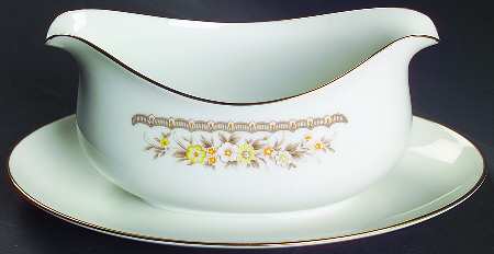 Golden Autumn Gravy Boat with Attached Underplate
