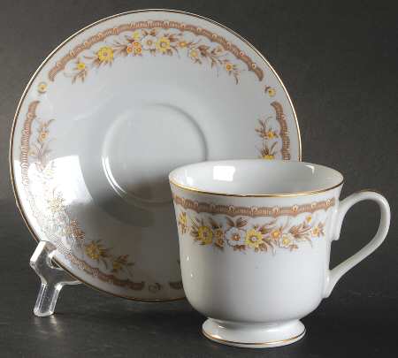 Golden Autumn Footed Cup & Saucer Set by Ekco