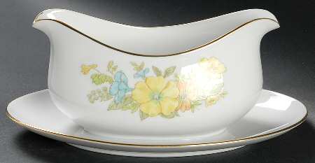 Spring Bouquet Gravy Boat with Attached Underplate