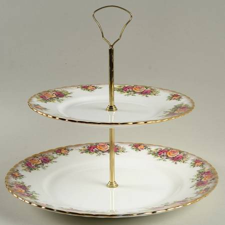English Garden 2 Tiered Serving Tray (Dinner & Salad Plate)