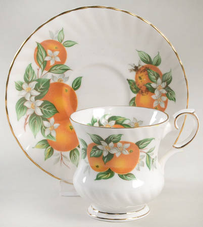 Florida Oranges Footed Demitasse Cup & Saucer Set