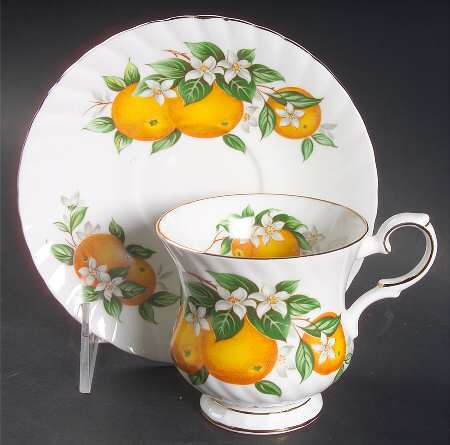 Florida Oranges Footed Cup & Saucer Set
