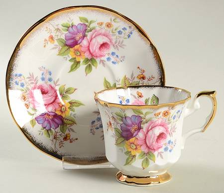 Jacobean Footed Cup & Saucer Set