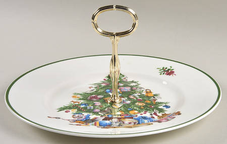 Seasons Greetings Round Serving Plate with Handle (DP)