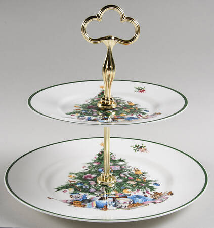 Seasons Greetings 2 Tiered Serving Tray (Dinner & Salad Plate)
