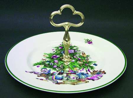 Seasons Greetings Round Serving Plate with Handle (DP)