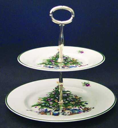 Seasons Greetings 2 Tiered Serving Tray (Dinner & Salad Plate)