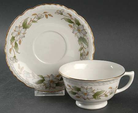 Dogwood Footed Cup & Saucer Set