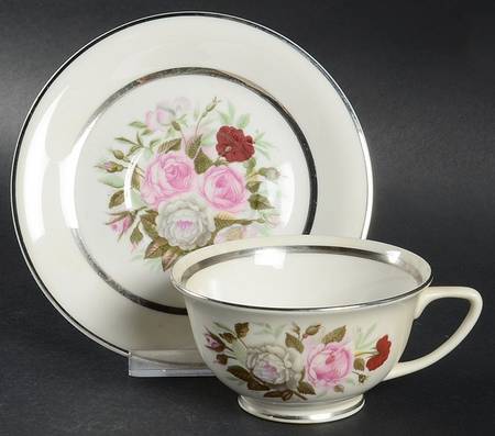 EMB10 (AMERICAN) Footed Cup & Saucer Set