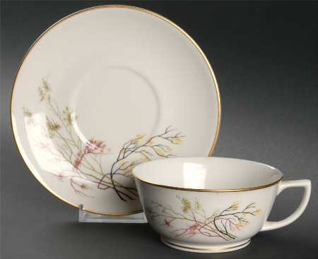 EMB2 (Gold Trim) Footed Cup & Saucer Set by Embassy (American)
