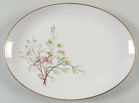 EMB2 (Gold Trim) 11" Oval Serving Platter