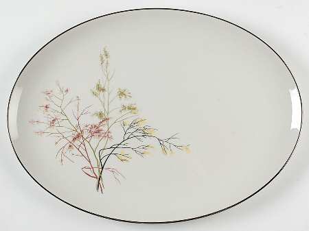 EMB34 (Platinum Trim) 15" Oval Serving Platter by Embassy (American)