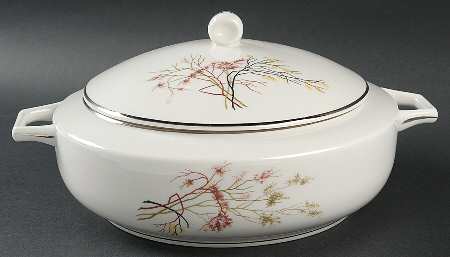 EMB34 (Platinum Trim) Round Covered Vegetable by Embassy (American)