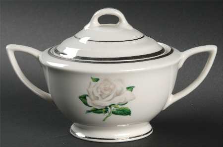 Gray Rose Sugar Bowl & Lid