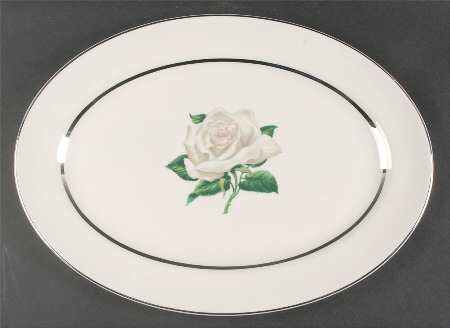 Gray Rose 15" Oval Serving Platter by Embassy (American)