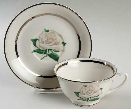 Gray Rose Footed Cup & Saucer Set by Embassy (American)