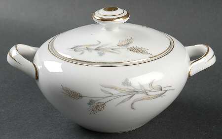 Gold Wheat Sugar Bowl & Lid