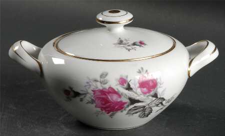 Gray Moss Rose (Smooth) Sugar Bowl & Lid