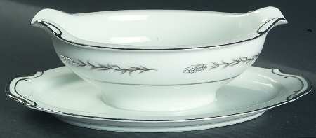 Silver Wheat (1106) Gravy Boat with Attached Underplate by Empress (Japan)