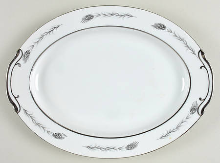 Silver Wheat (810) 12" Oval Serving Platter by Empress (Japan)