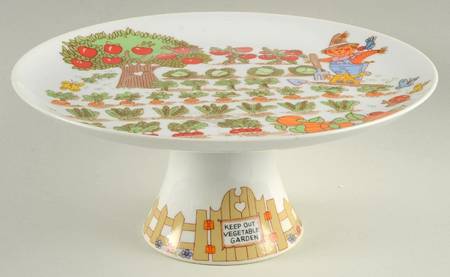 Vegetable Garden 10" Diameter Pedestal Cake Stand