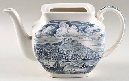 Historical Ports of England Blue Teapot No Lid