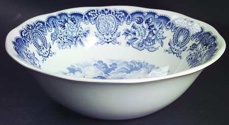 Historical Ports of England Blue 8" Round Vegetable Bowl