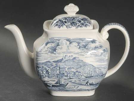 Historical Ports of England Blue Teapot & Lid