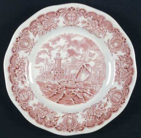 Historical Ports of England Pink Salad Plate