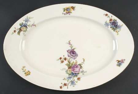 5748 (Cream Background) 17" Oval Serving Platter
