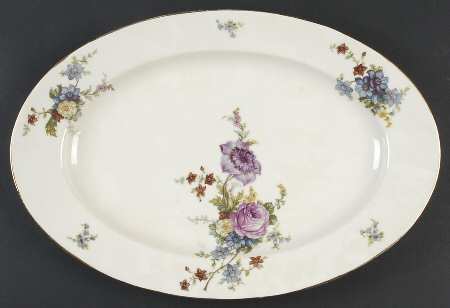5748 (Cream Background) 14" Oval Serving Platter