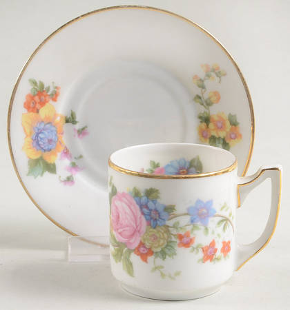 5748 (White Background) Flat Demitasse Cup & Saucer Set