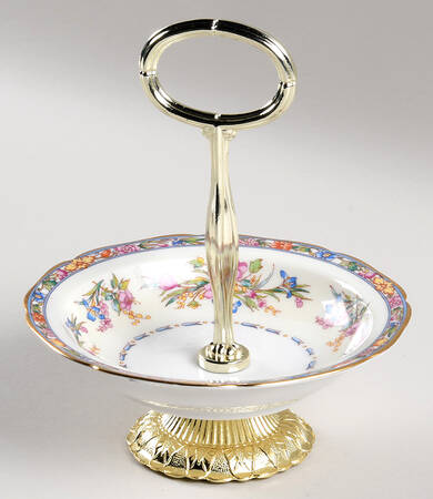 8987 6"-7" Handled Footed Nut Dish HC