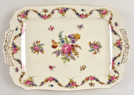 9954-9195 (Cream, Emboss Groove Edge) 13" Rectangular Serving Platter