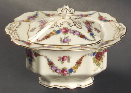 9954-9195 (Cream, Emboss Groove Edge) Sugar Bowl & Lid