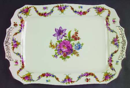 9954-9195 (Cream, Emboss Groove Edge) 13" Rectangular Serving Platter