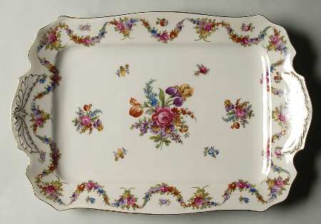 9954-9195 (Cream, Emboss Groove Edge) 14" Rectangular Serving Platter