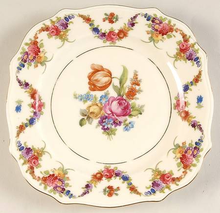 9954-9195 (Cream, Emboss Groove Edge) Square Salad Plate