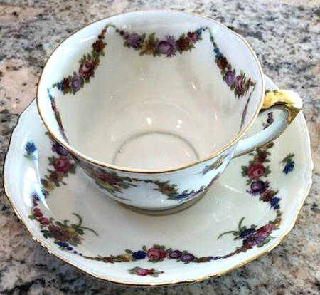 9954-9195 (White, Emboss Groove Edge) Footed Cup & Saucer Set