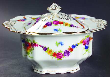 9954-9195 (White, Emboss Groove Edge) Sugar Bowl & Lid