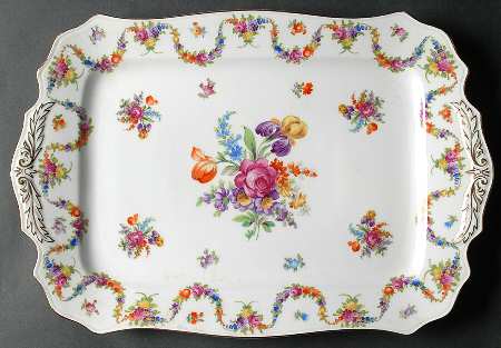 9954-9195 (White, Emboss Groove Edge) 16" Rectangular Serving Platter