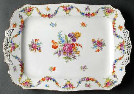 9954-9195 (White, Emboss Groove Edge) 13" Rectangular Serving Platter