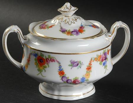 9954-9195 (White, Emboss Groove Edge) Sugar Bowl & Lid