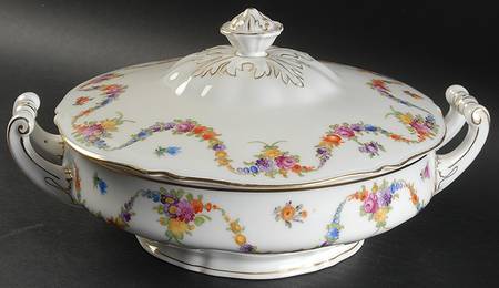 9954-9195 (White, Emboss Groove Edge) Round Covered Vegetable