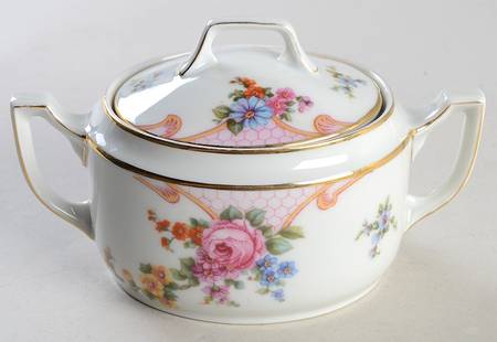 Bridal Rose (White Background) Sugar Bowl & Lid
