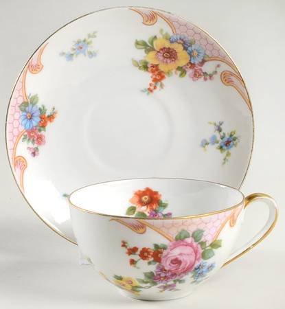 Bridal Rose (White Background) Flat Cup & Saucer Set