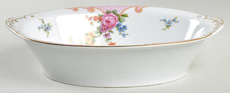 Bridal Rose (White Background) 10" Oval Vegetable Bowl